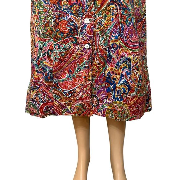 70s VTG Paisley Midi Shirt Dress Large Colorful Retro Psychedelic Hippie - Picture 4 of 9
